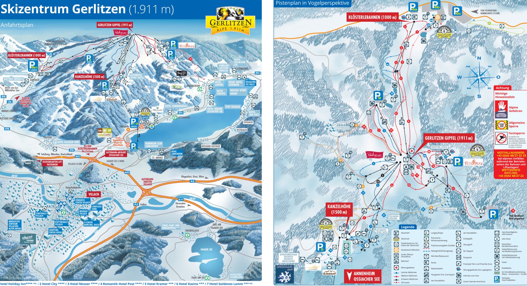 Pistekaart Gerlitzen Alpe.